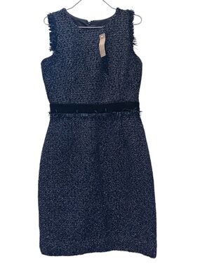 NwT J. Crew Sleeveless Tweed Sheath Dress Sparkling Midnight Blue Size 4
